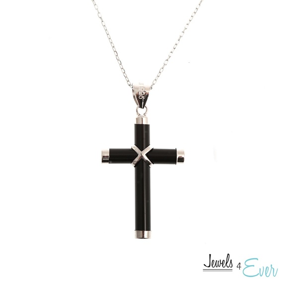 Cross Pendant with 16" Rhodium Plated Chain - Picture 1 of 1